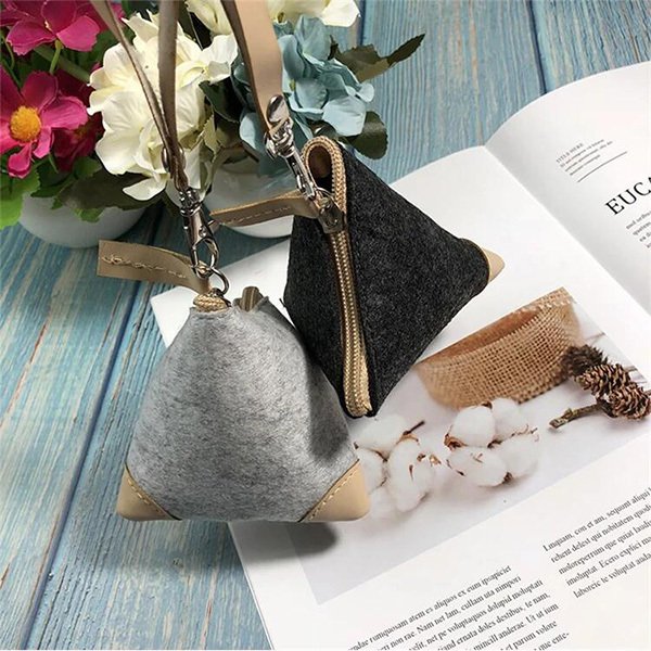 三角形拉鍊錢包-毛氈零錢包