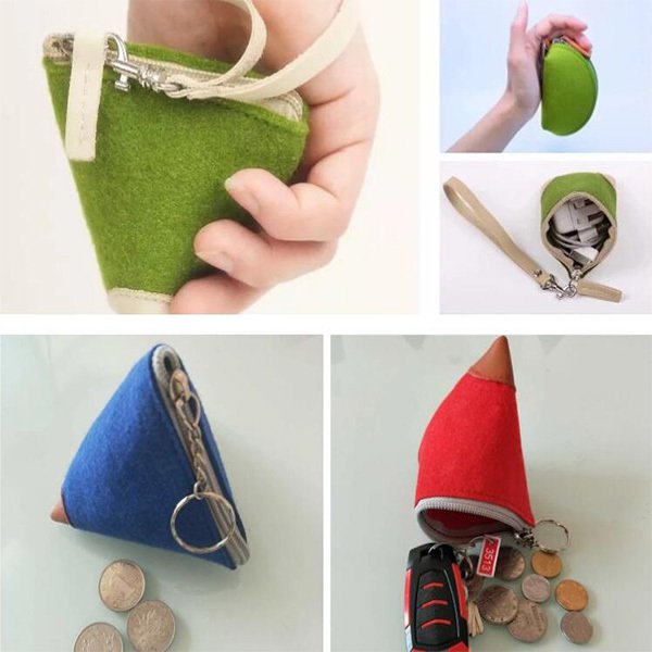三角形拉鍊錢包-毛氈零錢包