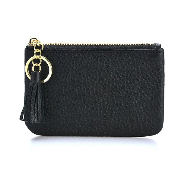 質感拉鍊皮夾-真皮零錢包