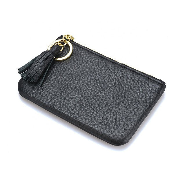 質感拉鍊皮夾-真皮零錢包