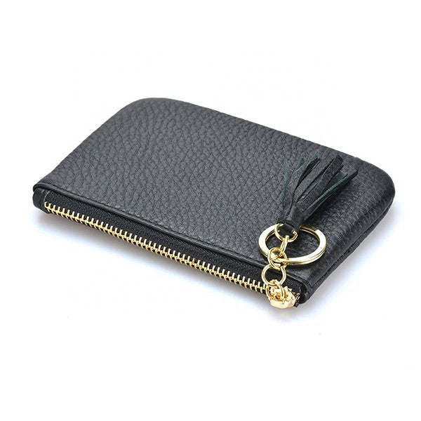 質感拉鍊皮夾-真皮零錢包