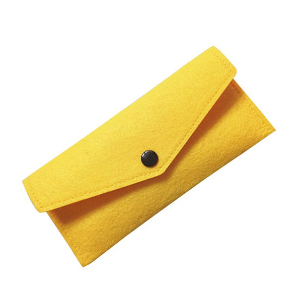 簡約鈕扣長夾-毛氈零錢包