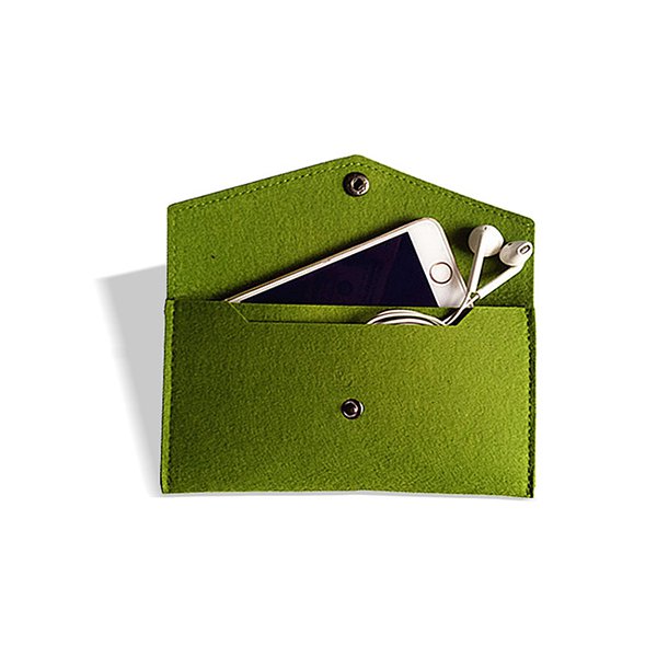 簡約鈕扣長夾-毛氈零錢包