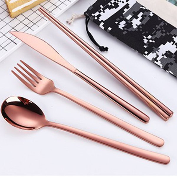 玫瑰金304不銹鋼餐具-4件組