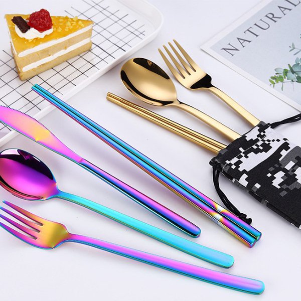 玫瑰金304不銹鋼餐具-4件組