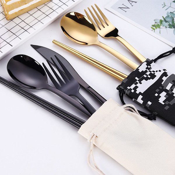 玫瑰金304不銹鋼餐具-4件組