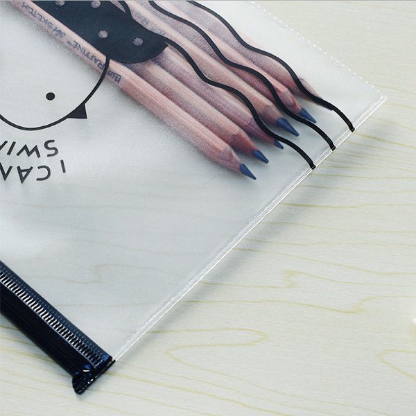 磨砂A4透明防水PVC黑色拉鍊文件袋