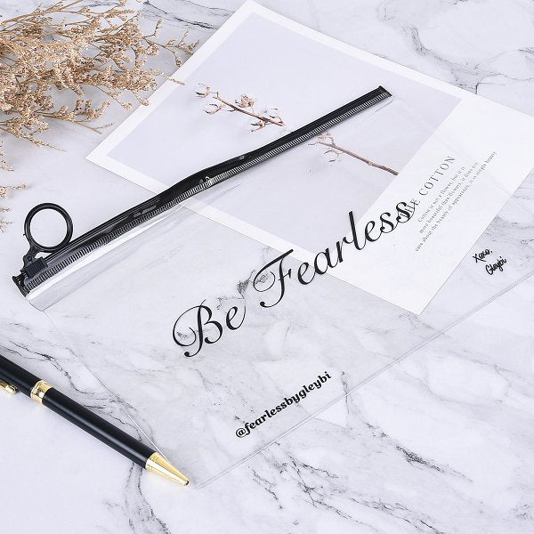 磨砂防水PVC黑色拉鍊環證件袋