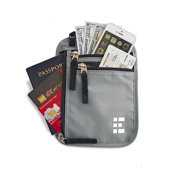 RFID鎖護照夾-尼龍收納頸帶款