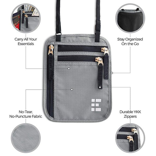 RFID鎖護照夾-尼龍收納頸帶款