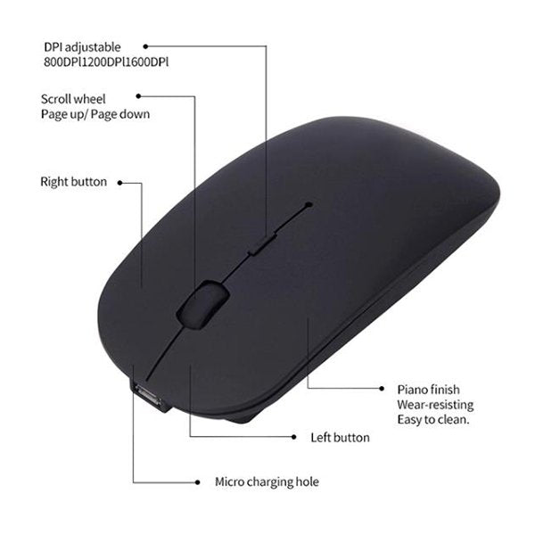 藍芽無線滑鼠-可充電-4鍵