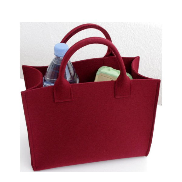 復古短提把手提袋-毛氈購物袋