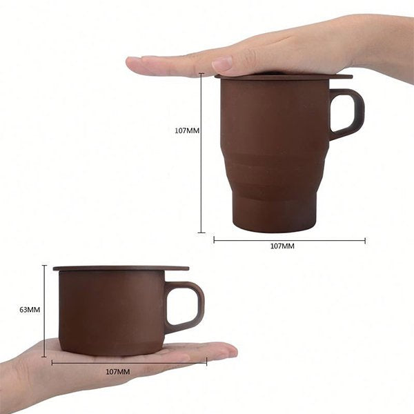 可摺疊矽膠馬克杯-附蓋子吸管