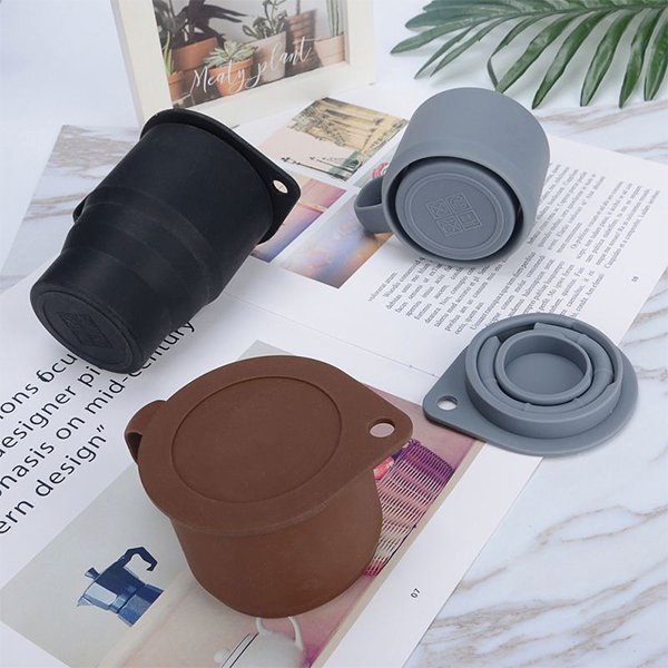 可摺疊矽膠馬克杯-附蓋子吸管