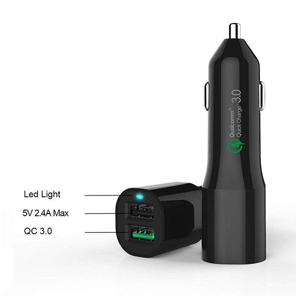 LED指示燈車用充電器QC3.0-USBx2