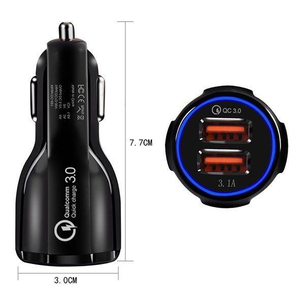 LED指示燈車用充電器QC3.0-USBx2