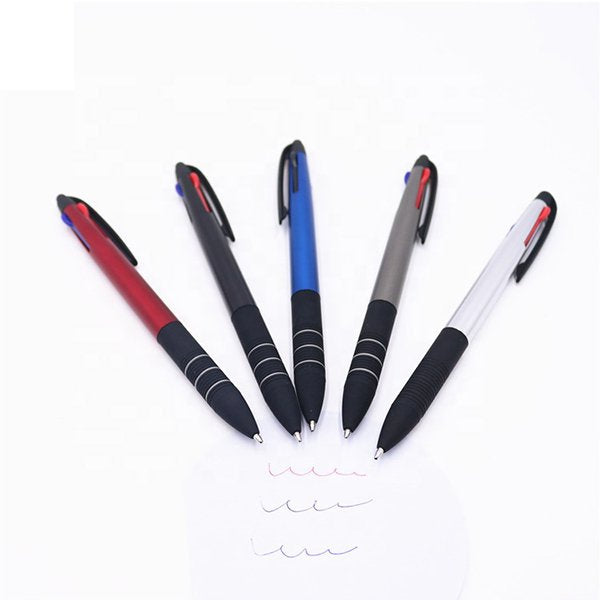 三色塑膠金屬色筆桿圓珠筆