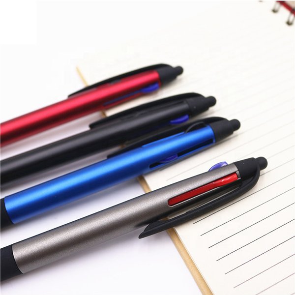 三色塑膠金屬色筆桿圓珠筆