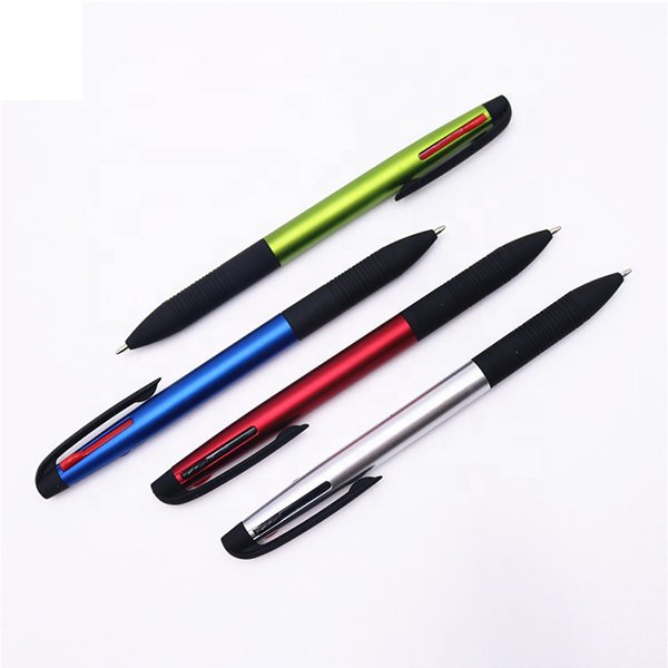 三色塑膠金屬色筆桿圓珠筆