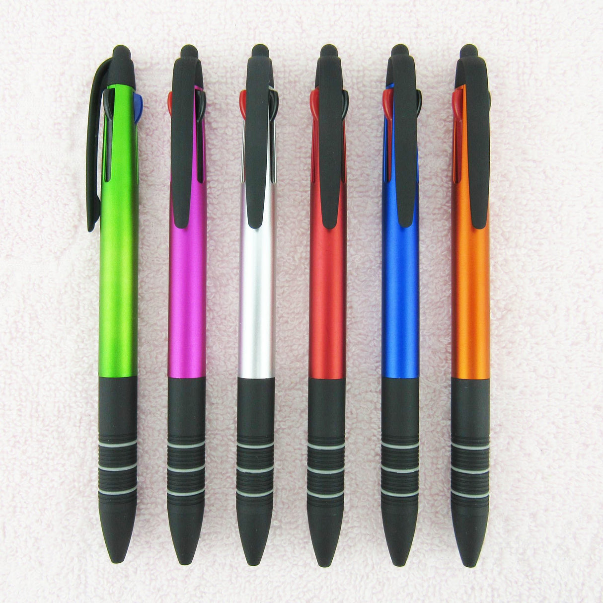 三色塑膠金屬色筆桿圓珠筆