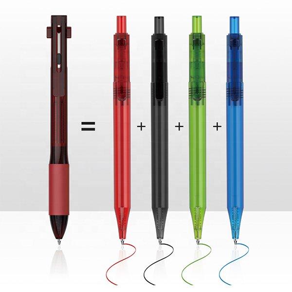 四色方頭筆桿圓珠筆