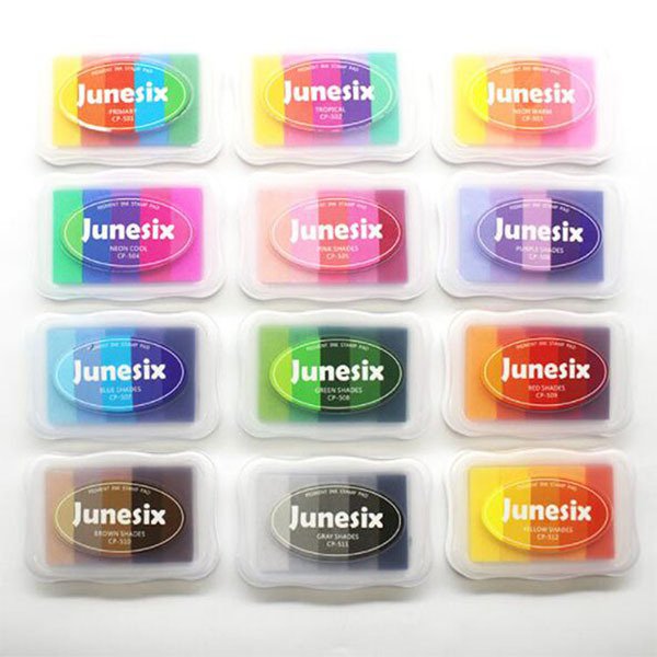 五色漸變印台-塑膠印泥盒