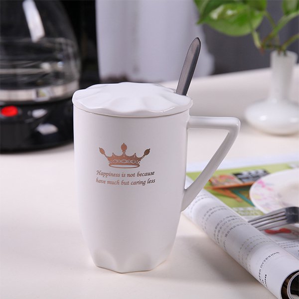 韓風情侶陶瓷對杯-附蓋子湯匙