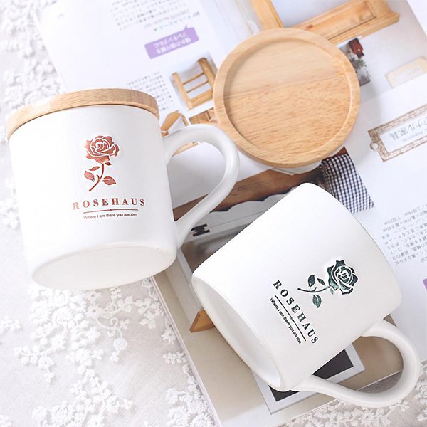 磨砂木蓋情侶陶瓷對杯