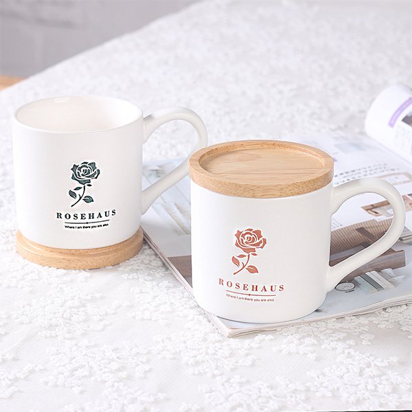 磨砂木蓋情侶陶瓷對杯