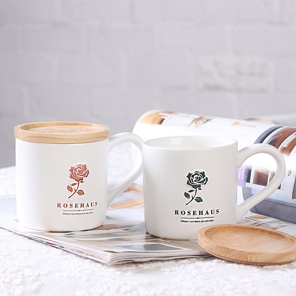 磨砂木蓋情侶陶瓷對杯