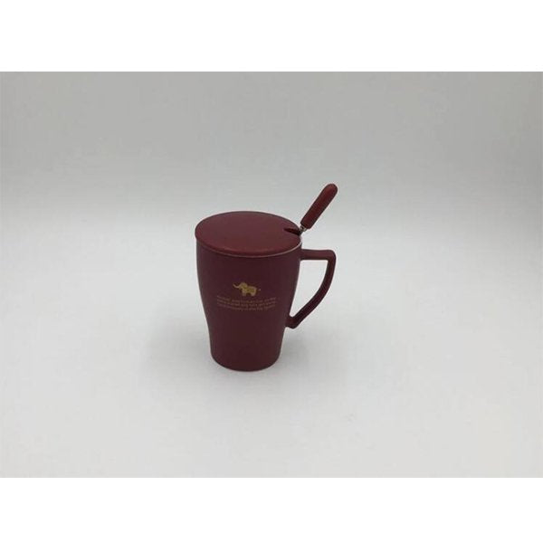 個性大把手陶瓷咖啡杯-附蓋子湯匙