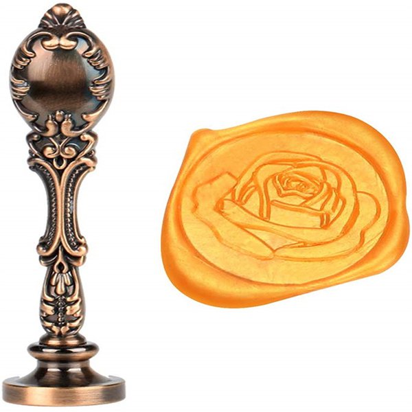 復古玫瑰火漆印章-木製封蠟印章