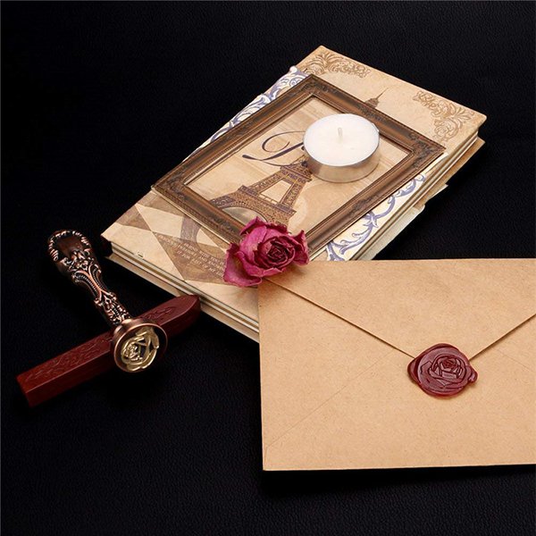 復古玫瑰火漆印章-木製封蠟印章