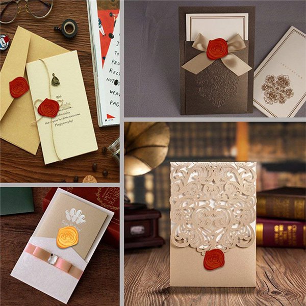 復古玫瑰火漆印章-木製封蠟印章