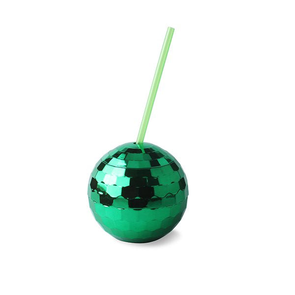 600ml塑膠吸管杯-迪斯科球造型杯