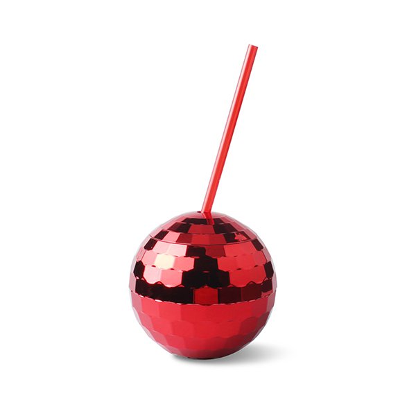 600ml塑膠吸管杯-迪斯科球造型杯