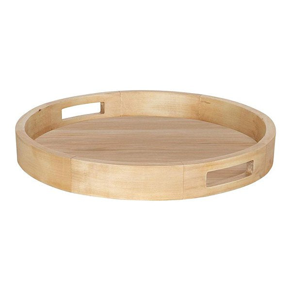 圓形木製托盤-穿洞把手托盤