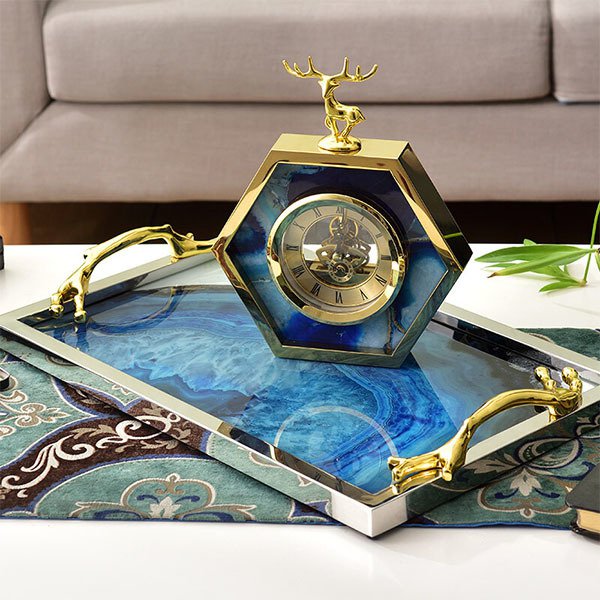 時尚瑪瑙托盤-金屬把手托盤