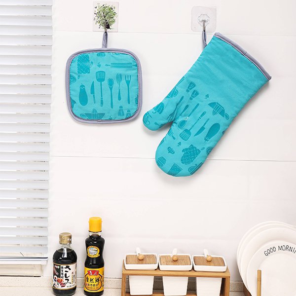 廚房隔熱手套+隔熱墊4件組