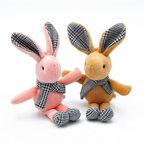 鑰匙圈-10cm毛絨兔子鑰匙圈-金屬珠鍊吊飾