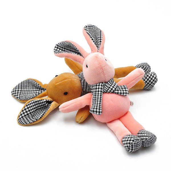 鑰匙圈-10cm毛絨兔子鑰匙圈-金屬珠鍊吊飾