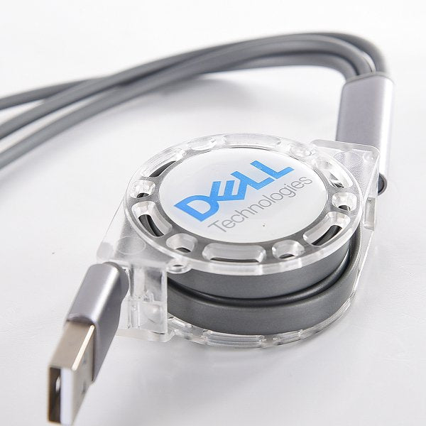 三合一可伸縮傳輸充電線附USB充電頭