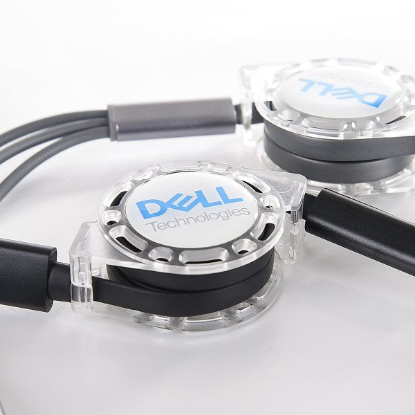 三合一可伸縮傳輸充電線附USB充電頭