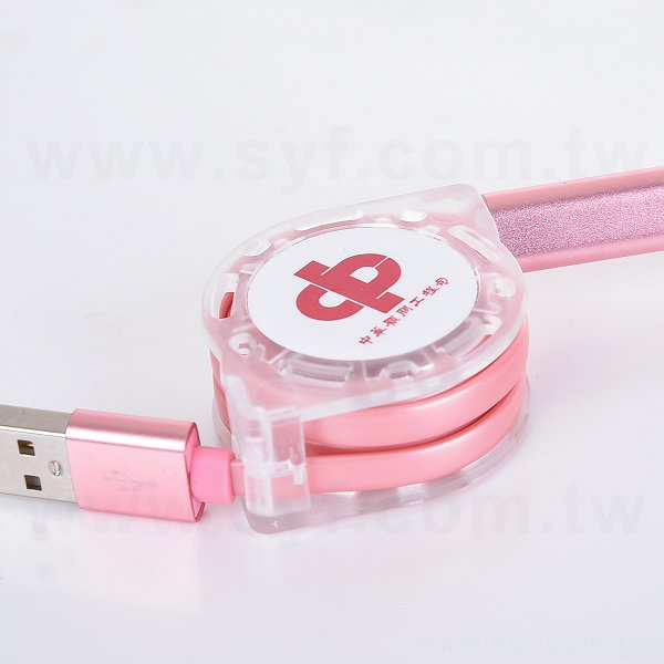 三合一可伸縮傳輸充電線附USB充電頭