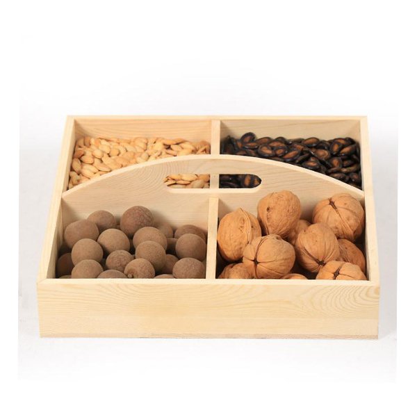 木製分隔提把置物盤