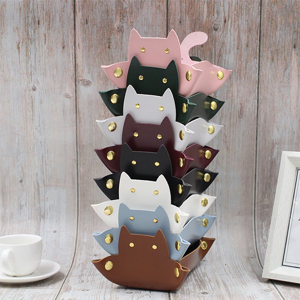 貓咪PU皮革置物盤