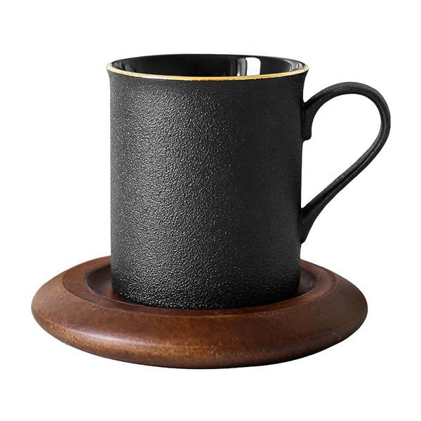 300ml古典陶瓷馬克杯-附木盤+湯匙