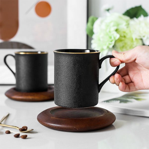 300ml古典陶瓷馬克杯-附木盤+湯匙