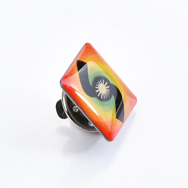 數位印刷+玻麗金屬徽章-蝴蝶帽胸章-正方形