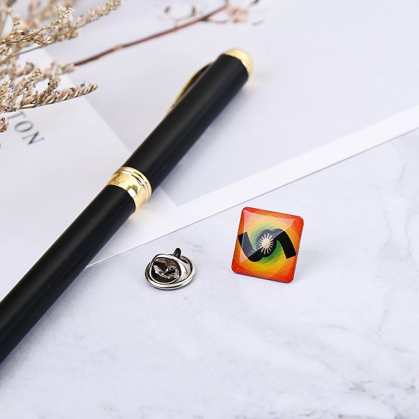 數位印刷+玻麗金屬徽章-蝴蝶帽胸章-正方形